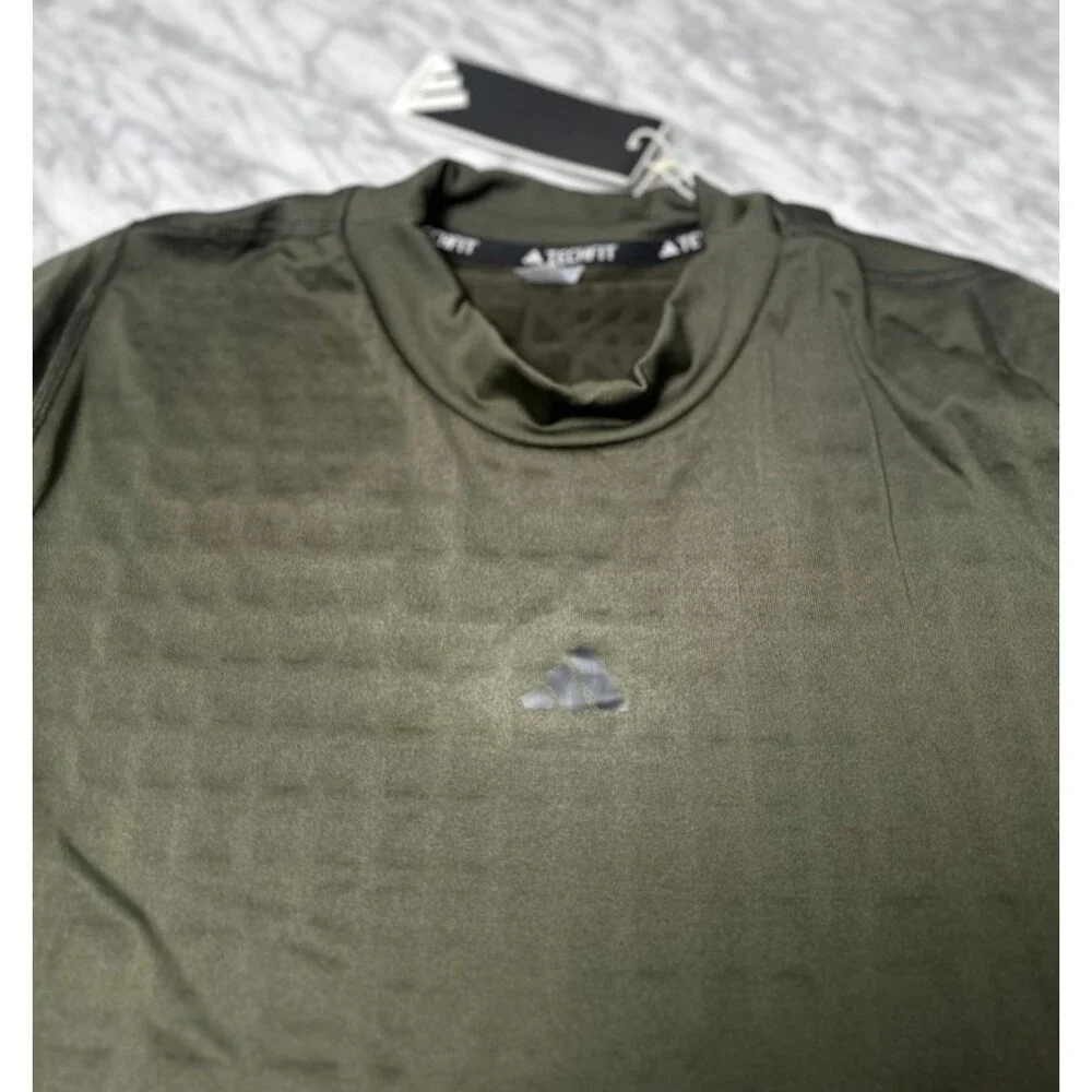 Adidas Techfit Cold Rdy Base Layer green Compression Mock Neck Mens XL JX2558